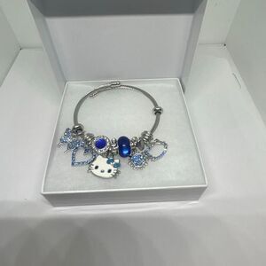 💙 Sanrio Hello Kitty Blue Charm Bracelet – Adjustable Cable Bangle